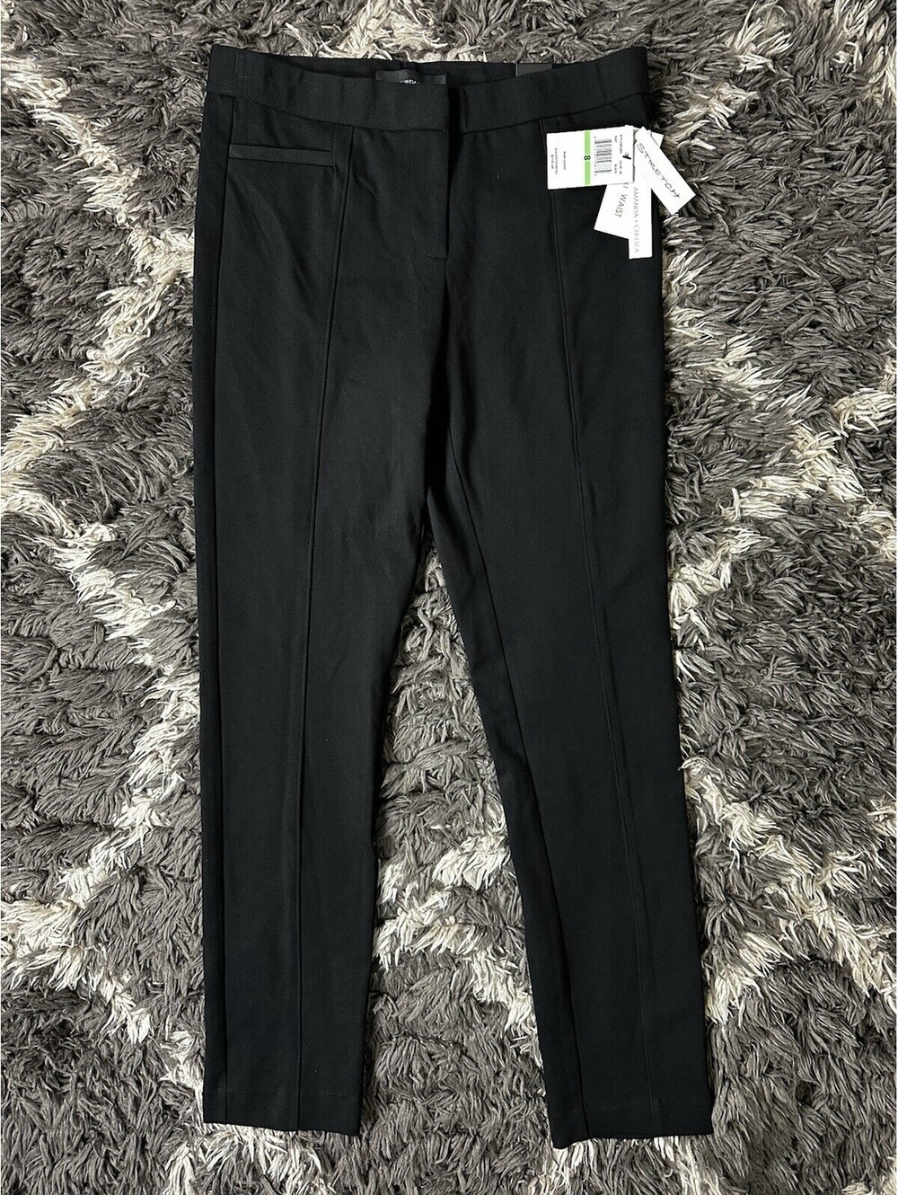 NWT Amanda + Chelsea Black Dress Pants Womens Size 8 Stretch Ankle Trousers